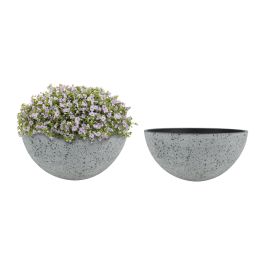 2 Pcs 10" Big Bowl Planter Pots with Drainage Holes,  Cement
