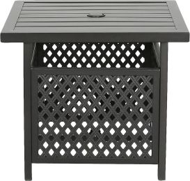 Outdoor Steel Umbrella Side Table Stand Patio Bistro Table