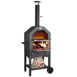 Outdoor pizza oven with wheels