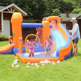 Inflatable Jumper Bounce House - Jump 'n Slide Bouncer, Kids Slide Park Jumping Castle Plus Heavy Duty Blower, Water Sprinkler, Stakes, Repair Patches