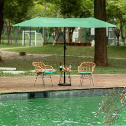 Outdoor Patio 13'*6.5' Rectangular Market Umbrella,Shade-providing Fixture with Crank Lift