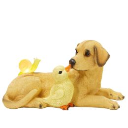 Garden Statue Labrador Figurine Resin Statue with Solar LED Light 14 x 7.5 Inch