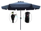 Outdoor Patio Umbrella 10FT(3m) WITH FLAP ,8pcs ribs,with tilt ,with crank,without base, grey/Anthracite,pole size 38mm(1.49inch)