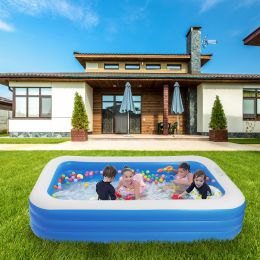 Free shipping 120*72*22in blue PVC cuboid with wall thickness of 0.3mm for inflatable swimming pool  Full-Sized Family Kiddie Blow up Pool for Kids, A