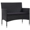 Garden Bench 40.6" Poly Rattan Black