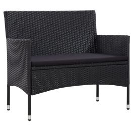 Garden Bench 40.6" Poly Rattan Black