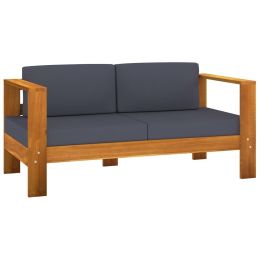 Garden Sofa Bench with Cushions 55.1" Solid Acacia Wood Gray