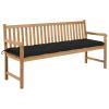 Garden Bench with Black Cushion 68.9" Solid Teak Wood