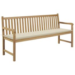 Garden Bench with Cream Cushion 68.9" Solid Teak Wood