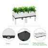 2PCS Rectangle Raised Elevated Garden Flower Bed Plant Box Vegetable Planter Herb White