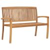 2-Seater Stacking Garden Bench 50.6" Solid Teak Wood