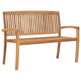 2-Seater Stacking Garden Bench 50.6" Solid Teak Wood