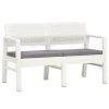 2-Seater Garden Bench with Cushions 47.2" Plastic White