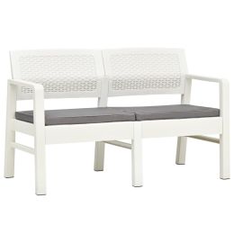 2-Seater Garden Bench with Cushions 47.2" Plastic White