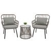3-Piece Patio Conversation Bistro Set, Outdoor All-Weather Wicker Furniture for Porch, Backyard w/ 2 Wide Ergonomic Chairs, Cushions, Glass Top Side T