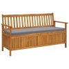 Garden Storage Bench with Cushion 58.3" Solid Acacia Wood