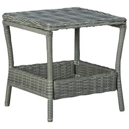 Garden Table Light Gray 17.7"x17.7"x18.3" Poly Rattan