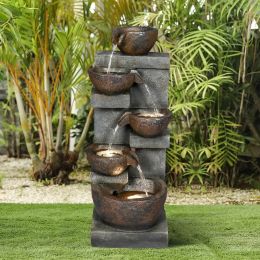 32.4inches Outdoor Garden Water Fountain with LED Lights