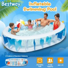 90Ã—60Ã—20In Inflatable Swimming Pool Blow Up Family Pool For Kids Foldable Swim Ball Pool Center