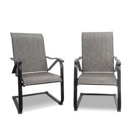 MEOOEM Patio C Spring Dining Chairs set of 2 Outdoor Textilene Metal Chairs Weather Resistant Modern Furniture for Garden Backyard