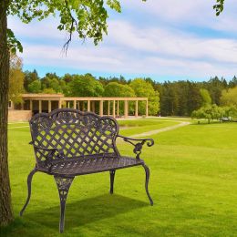 42.5 inch Outdoor Cast Aluminum Leisure Rose Couple Bench--YS