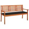 3-Seater Garden Bench with Cushion 23.3" Solid Eucalyptus Wood