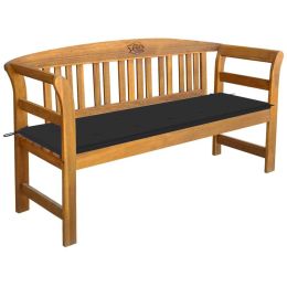 Garden Bench with Cushion 61.8" Solid Acacia Wood