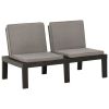 Garden Lounge Bench with Cushion Plastic Gray