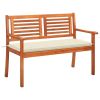 2-Seater Garden Bench with Cushion 47.2" Solid Eucalyptus Wood