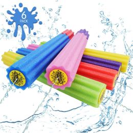 Water spray gun children's immersion gun, 6-piece safety foam noodle pump action outdoor spray gun, suitable for swimming pool/beach/yard/party games