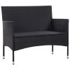 Garden Bench 40.6" Poly Rattan Black