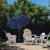 Outdoor Patio Umbrella 9-Feet Flap Market Table Umbrella 8 Sturdy Ribs with Push Button Tilt and Crank, navy blue with Flap[Umbrella Base is not Inclu