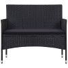 Garden Bench 40.6" Poly Rattan Black