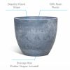 Higold - 10.6 Inch Plastic Plant Pot, Round Planter, Indoor/Outdoor Using, Gift for Birthday, Housewarming, Gray&Blue, Set of 2