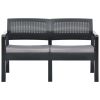 2-Seater Garden Bench with Cushions 47.2" Plastic Anthracite