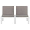 Garden Lounge Bench with Cushion Plastic White
