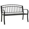 Garden Bench with a Table 49.2" Steel Black