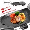 Portable 2 in 1 Non-Stick Electric Grill Pan Hot Pot Korean BBQ for Indoor Outdoor Use