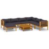 8 Piece Patio Lounge Set with Cushion Solid Acacia Wood