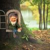 Elf Out The Door Tree Hugger Garden Gnome Statue, Garden Peeker Yard Art unimaginable Tree Sculpture Garden Decoration