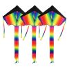3 Pack Rainbow Delta Kite, Kites for Kids Adults Easy to Fly, Great Outdoor Activities Beach Games for Kids, with Line and Handle