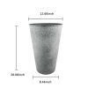 2 Pcs 20"H Tall Planters Plastic Plant Pots with Drainage, 12"W Large Round Tree Pot with Cement Pattern, Cement Gray