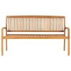 3-Seater Stacking Garden Bench 62.6" Solid Teak Wood