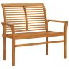 Garden Bench with Black Cushion 44.1" Solid Teak Wood