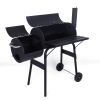 Charcoal Grill Barbecue Grill with Offset Smoker/Wheels/Temperature Gauge for Patio Picnic Outdoor Camping Cooking RT