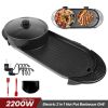 Portable 2 in 1 Non-Stick Electric Grill Pan Hot Pot Korean BBQ for Indoor Outdoor Use