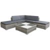 6 Piece Garden Lounge Set with Cushions Poly Rattan Gray