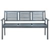 3-Seater Garden Bench 59.1" Gray Solid Eucalyptus Wood