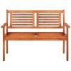 2-Seater Garden Bench with Cushion 47.2" Solid Eucalyptus Wood