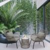 3-Piece Patio Conversation Bistro Set, Outdoor All-Weather Wicker Furniture for Porch, Backyard w/ 2 Wide Ergonomic Chairs, Cushions, Glass Top Side T